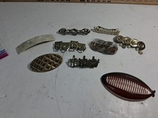 Lot of 9 Vintage  Brass Cool and Unique Design Hair Barrettes Fix Titl TD27D