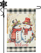 Winter Snowman Couple Garden Flag Double Sided 12 18 Inch,Christmas Snowmen Welc