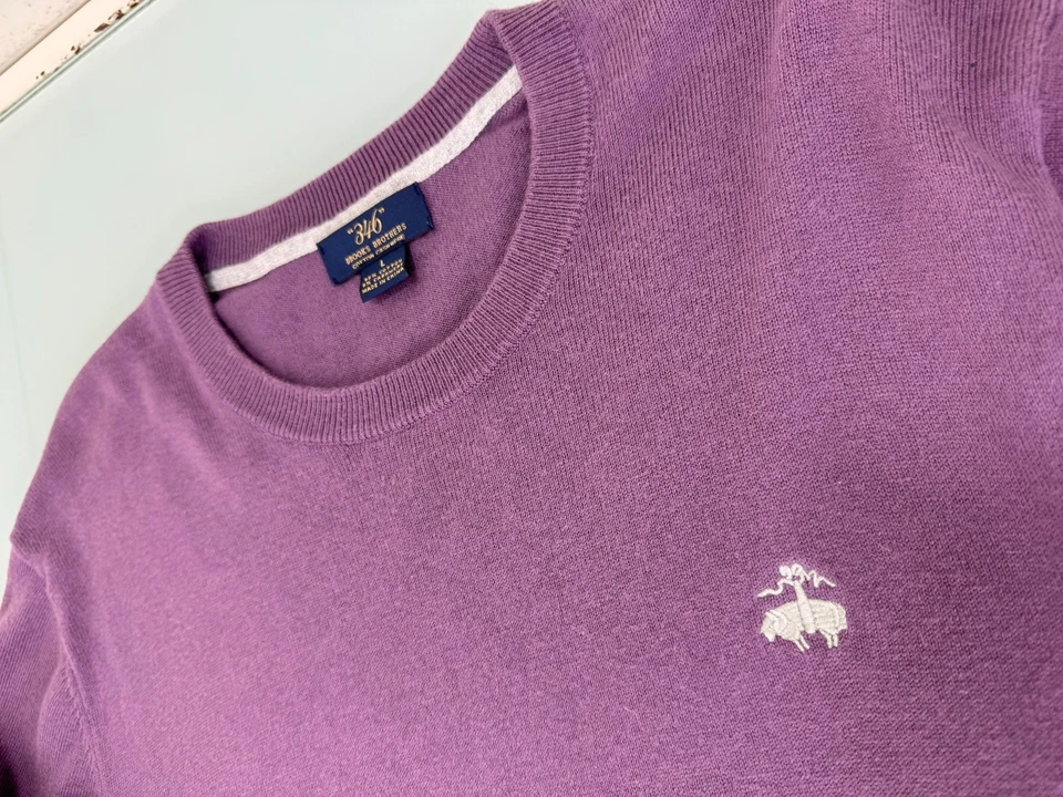 Brooks Brothers Sweater Mens Large L Cashmere Blend Purple Pullover Crewneck - Image 2 of 4
