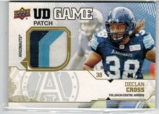 2019 Upper Deck CFL UD Game Patch Declan Cross Toronto Argonauts 4/25