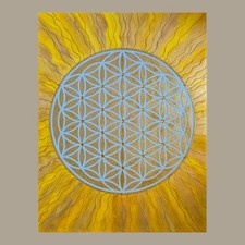 Fiore della Vita Sole Quadro Energia | Opera d'arte originale su tela | 58x75cm 