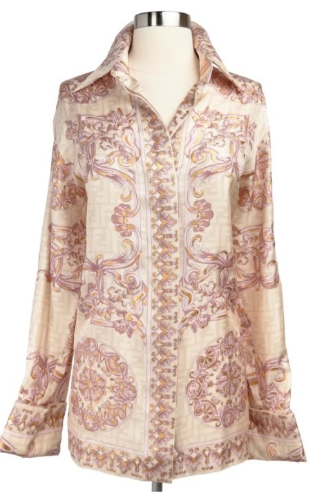 Versace — FENDACE – 2022 FENDI & VERSACE COLLAB – SILK TWILL SHIRT SZ US 4