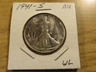 1941 S Walking Liberty Half Dollar AU raw coin