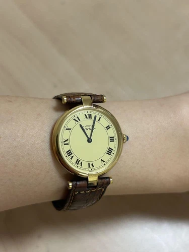 Cartier Must Vendome Vermeille Silver 925 Gold Plate 30mm Authentic Used