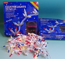 Noma Cluster Lights Christmas 4th of July x2 Sets Red White Blue 150 9  Long