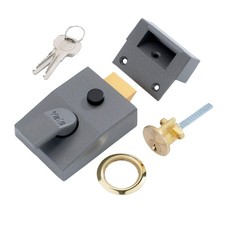 Yale High Security Auto-Deadlocking Nightlatch, Dark Metallic, Brass Cylinder
