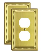 2-Pack Duplex Switch Plates and Outlet Covers Single Duplex 2PK Brushed Brass