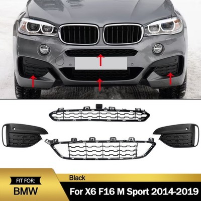 Front Bumper Upper Lower Grille Left Right Grill For 2014-19 BMW X6 F16 M Sport