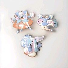 Vintage Burwood Products Cheerleaders 3 Wall Hangings Made in USA