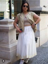 ZARA SS24 WHITE MIDI CONTRASTING HIGH WAIST SKIRT ZW COLL. SZ. M, L 3483/290 NWT