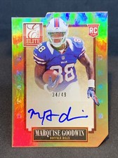 MARQUISE GOODWIN SP RC AUTO #34/49~ 2013 PANINI ELITE “GOLD STATUS” ROOKIE BILLS