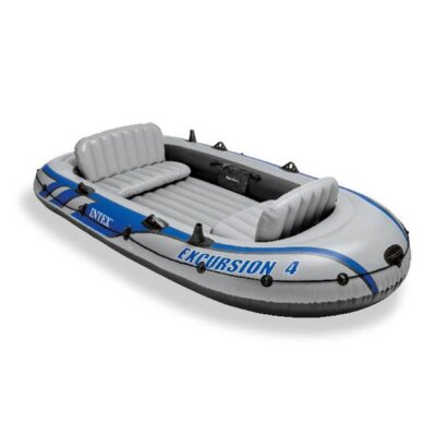 Intex Excursion 4 Inflatable Rafting Fishing 4 Person Boat Set - 68324EP
