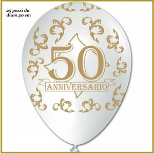 Palloncini 50 Esimo Anniversario Bianco 25 Pz Diam30 Cm 50 Anni Matrimonio Festa Ebay