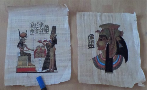 Zwei ägyptische Bilder, gemalt auf Papyrus, aus Ägypten - Bild 4 von 5