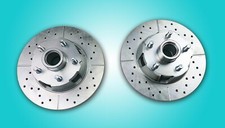 1964-1967 Mustang V-8 Disc Brake Rotors Drilled And Slotted 5406 Zinc Wash Pair