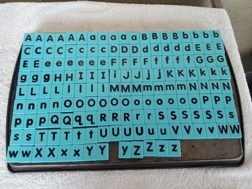 Vintage Blue Cube Shaped Alphabet / Fridge Magnets - Picture 2 of 7