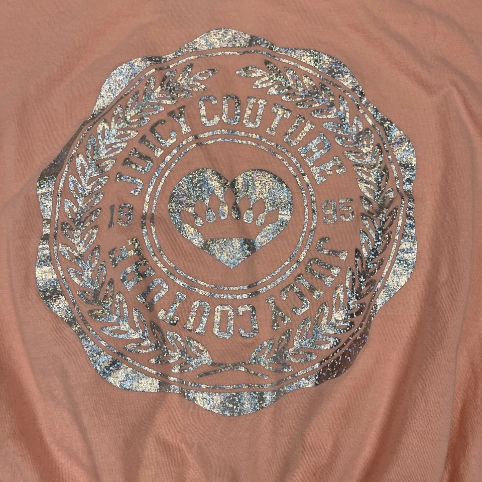 Juicy Couture Kids Girls Pink T-Shirt Glitter Logo Size M 8/10 - Image 2 of 4