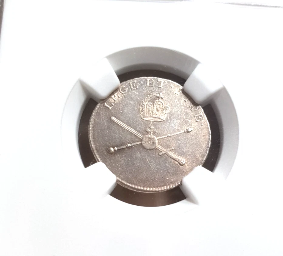 NGC Frankfurt 1792 MS-61 Silver Coronation 3/4 Ducat Pattern Coin Germany Rare - Image 4 of 4