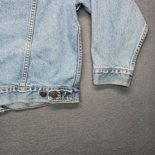 VTG 90s Levis Denim Trucker Jacket Youth Large Blue Mens Small USA 16 18 Boys - Picture 16 of 16