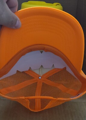 team bride orange & white trucker hat with black lettering 