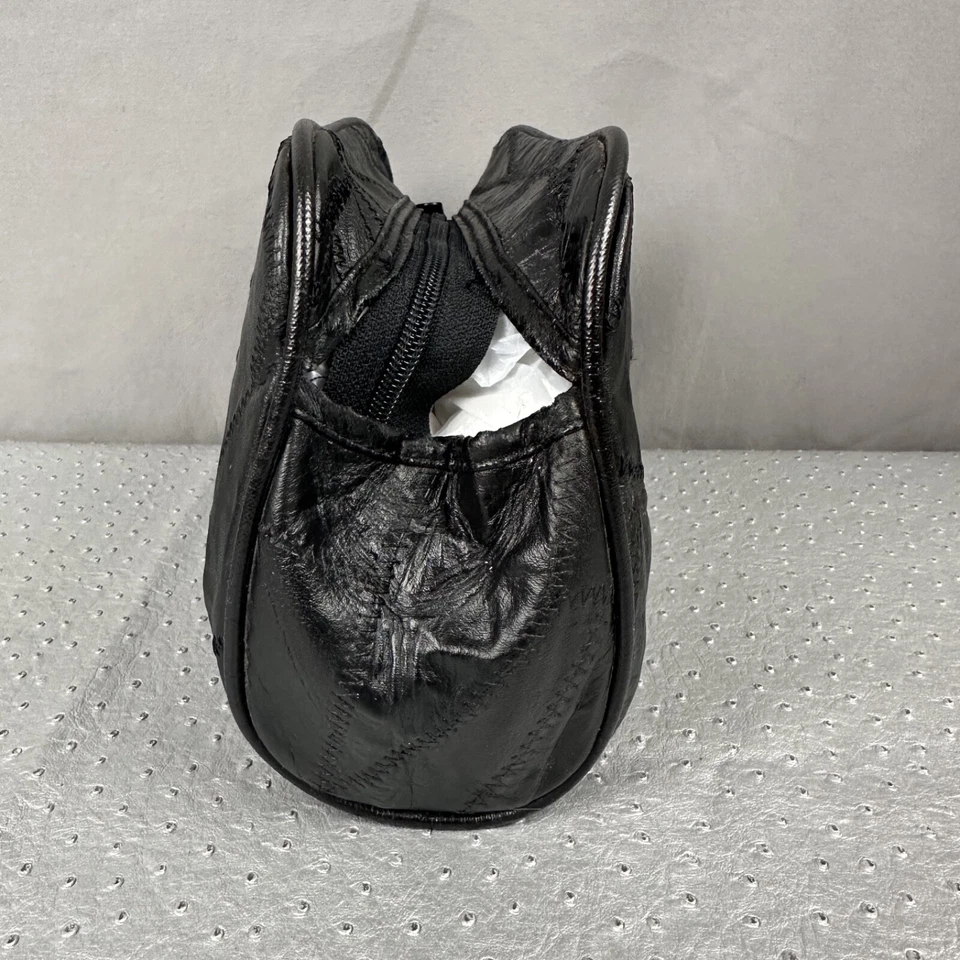 Bolso de viaje de cuero inglés vintage artículos de tocador afeitado parche negro cuero 9x6x4 Foto 4 de 4