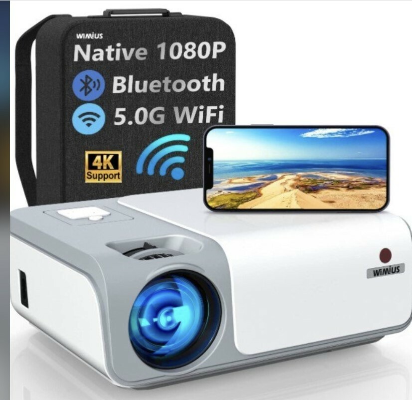 WiMiUS Top K8 5G WiFi Bluetooth Projector, Full HD Native 1080P