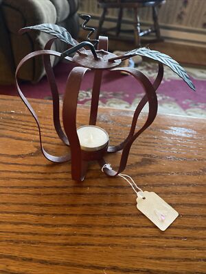 Metal Cutout Apple Shaped Tea Light Candle Holder