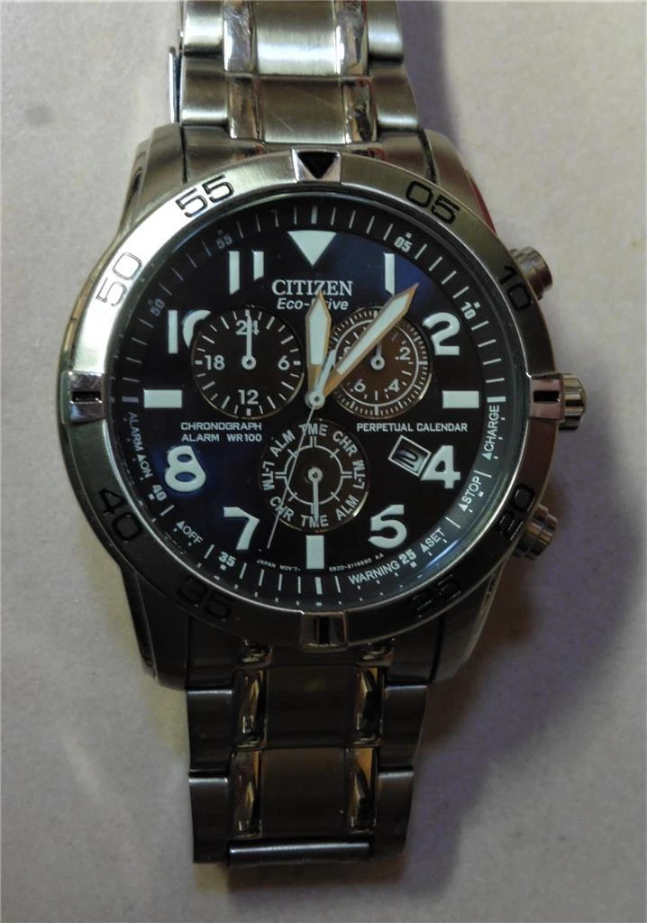 Citizen Eco-Drive Chronograph E820-S080304 Blue Face | eBay