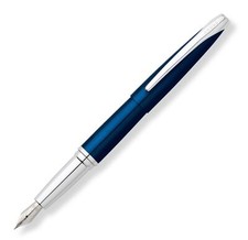 Cross ATX Fountain Pen in Translucent Blue Lacquer - Medium Point - NEW in Box