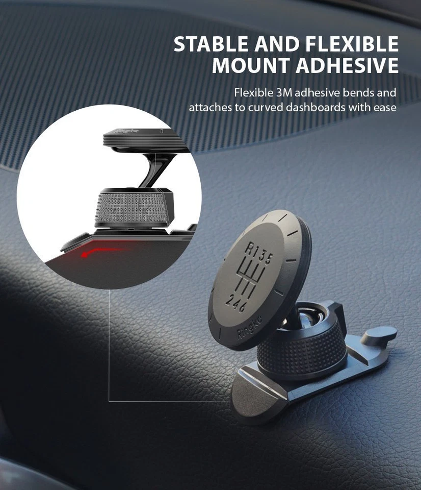 Ringke Magnetic Gear Car Phone Holder Dashboard 360 Rotation With Mounting Plate - Image 3 of 4