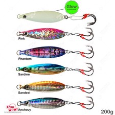 Fish WOW! 200g Flat Fishing Fall 7oz Knife Vertical Speed Jig 4x assist hook New