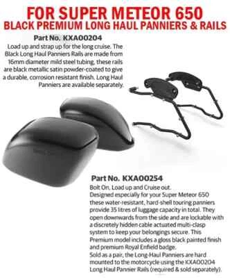 Sacoches et rails longs noirs premium adaptés à Royal Enfield Super Meteor 650 - Photo 1/4