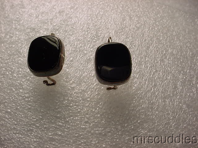 PAIR OF STERLING & BLACK ONYX EARRINGS