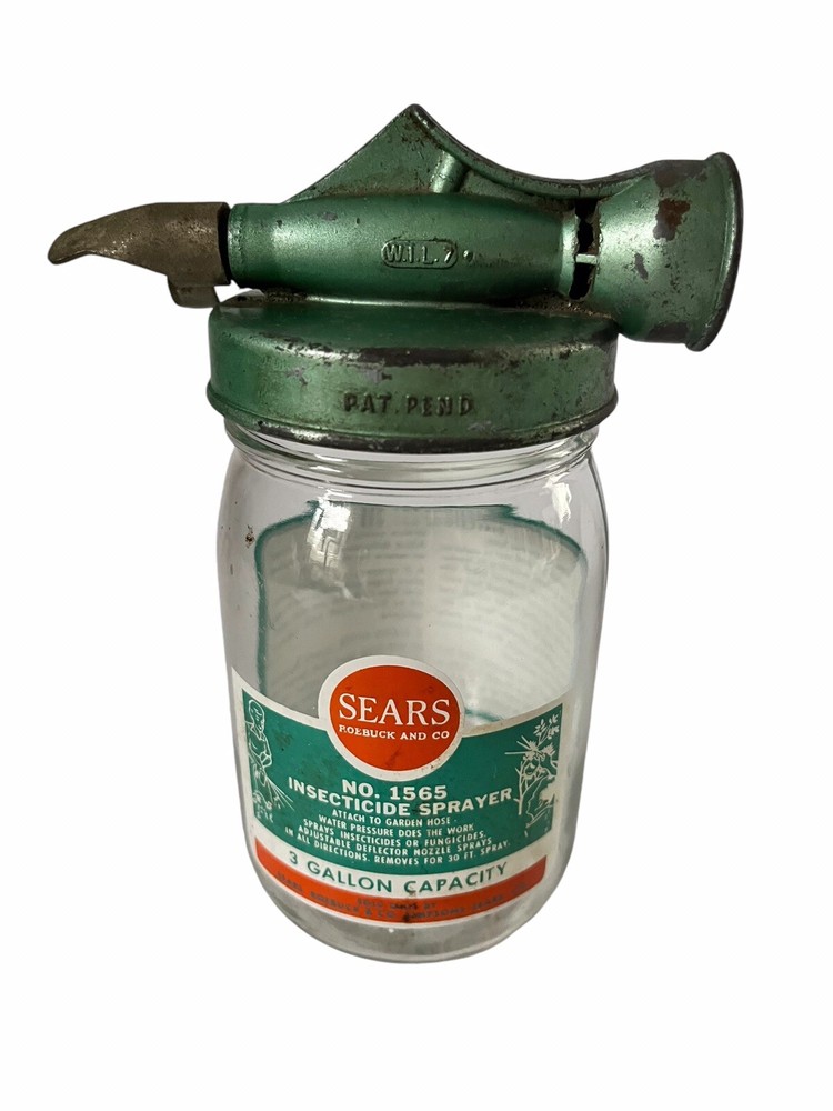 Vintage 1960's Sears Roebuck and Co Insecticide Sprayer No. 1565 Glass Label