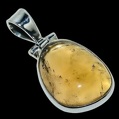 Natural Citrine Gemstone Handmade 925 Sterling Silver Pendant 1.22 Inch  