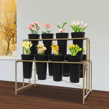 Flower Display Stand with 12 Pcs Buckets, 3 Tier Metal Stand, Indoor  Outdoor