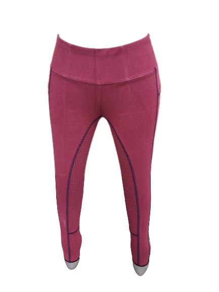 New Silicone Grip Horse Riding Leggings Tights + Phone Pocket Burgundy
