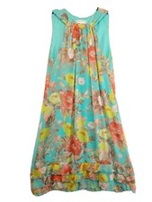 Karin Stevens Mini Dress Womens 8 Multicolor Floral Halter Sleeveless Ruffle Hem