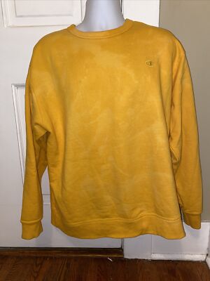 CHAMPION Sweatshirt Crew Neck Menâs XL VINTAGE Canary Yellow Sewn Logo COMFY | eBay
