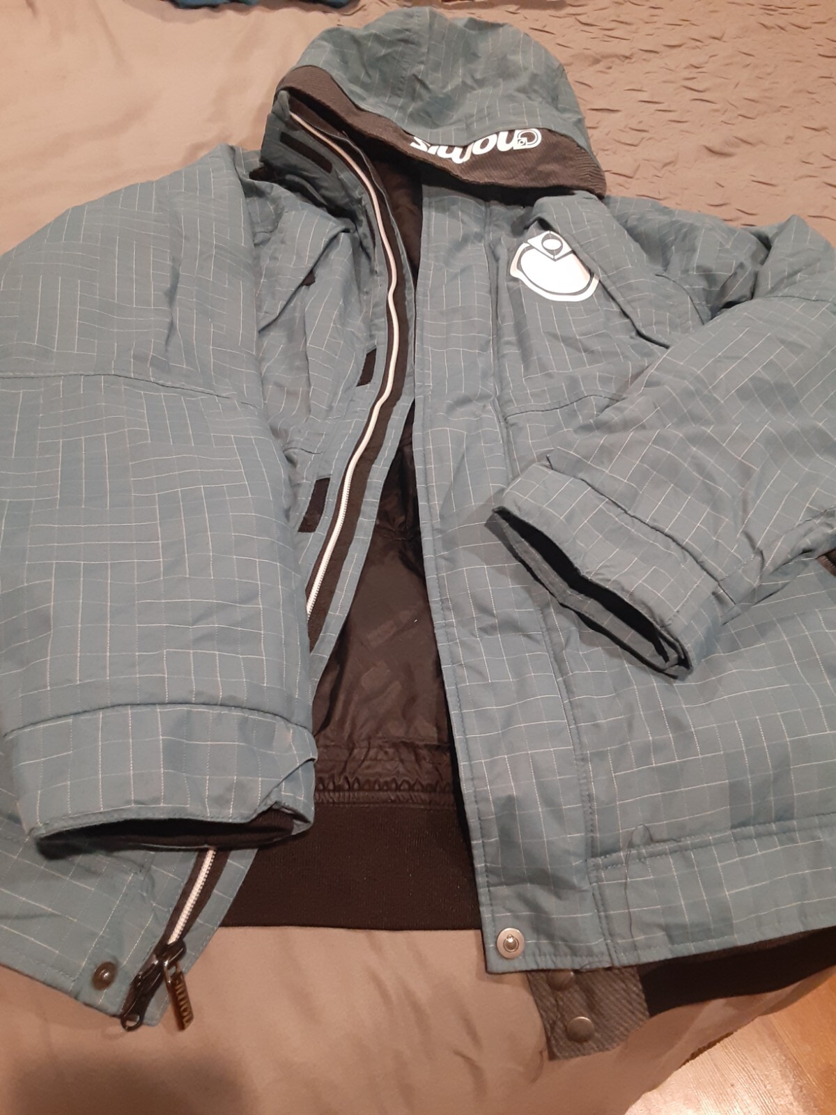 Nomis Men's Snowboard Hood Zip Up Outdoors Winter Ski Jacket Blue Plaid Size L