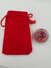 Handmade Glass Donut-Shaped Focal Bead in Lavender, Purple and Orangy Colors