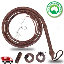 Genuine Leather 8 Feet BullWhip, 12 Plaited , Heavy Duty Bull Whip AU Heavy Whip