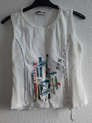 D.P. Jeans weißes extravagantes Top Größe XXL Made in Italy