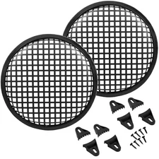 8 Inch Durable Metal Mesh Speaker Subwoofer Grill Waffle Cover w/ Clips - 2 Pack