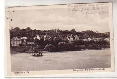 47735 Postcard Crossen an der Oder Berglust with Bismarckstrasse 1942