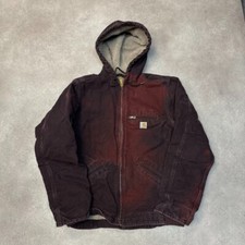 Carhartt Active Jacket Womens Fleece Lined Workwear Coat, Burgundy, Small