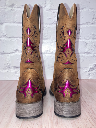 Roper Lola Western Boots, Vintage Brown, Vamp & Shaft, 11 Little Kid - Picture 3 of 8
