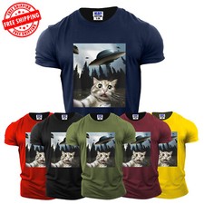 Cat Selfie Men's T-Shirt Funny Awesome Animal Lover New USA Humour New Gift Tee