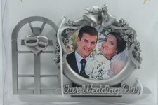 Pewter 'Wedding Day Frame & Cross' #JC-8006-E Made in USA New In Packaging!