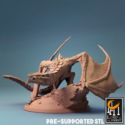 Magma Dragon miniature - DnD miniatures RPG dungeons and dragons D&D